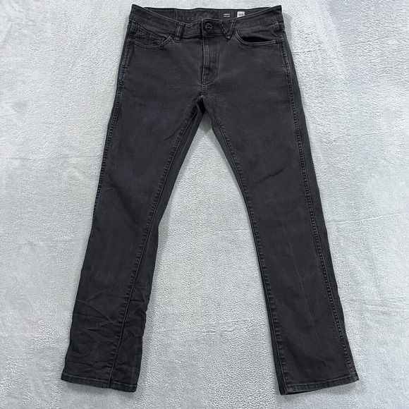 Volcom Vorta Slim Form Jeans Mens 33 Black Denim Classic Pants Grunge Goth Y2K - Picture 1 of 11